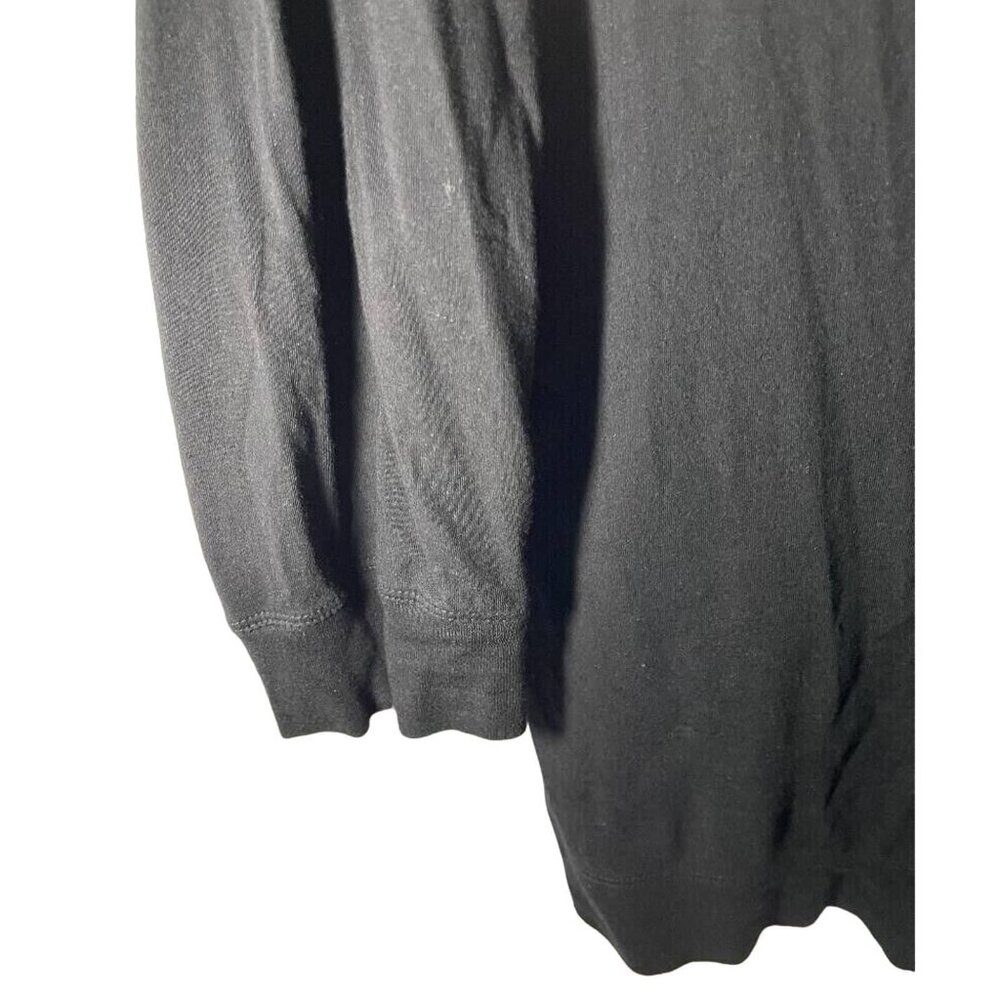 Elle Black Lightweight Button-Up Cardigan W/ Chiffon Trim 3/4 Sleeves Womens Siz - Picture 5 of 12
